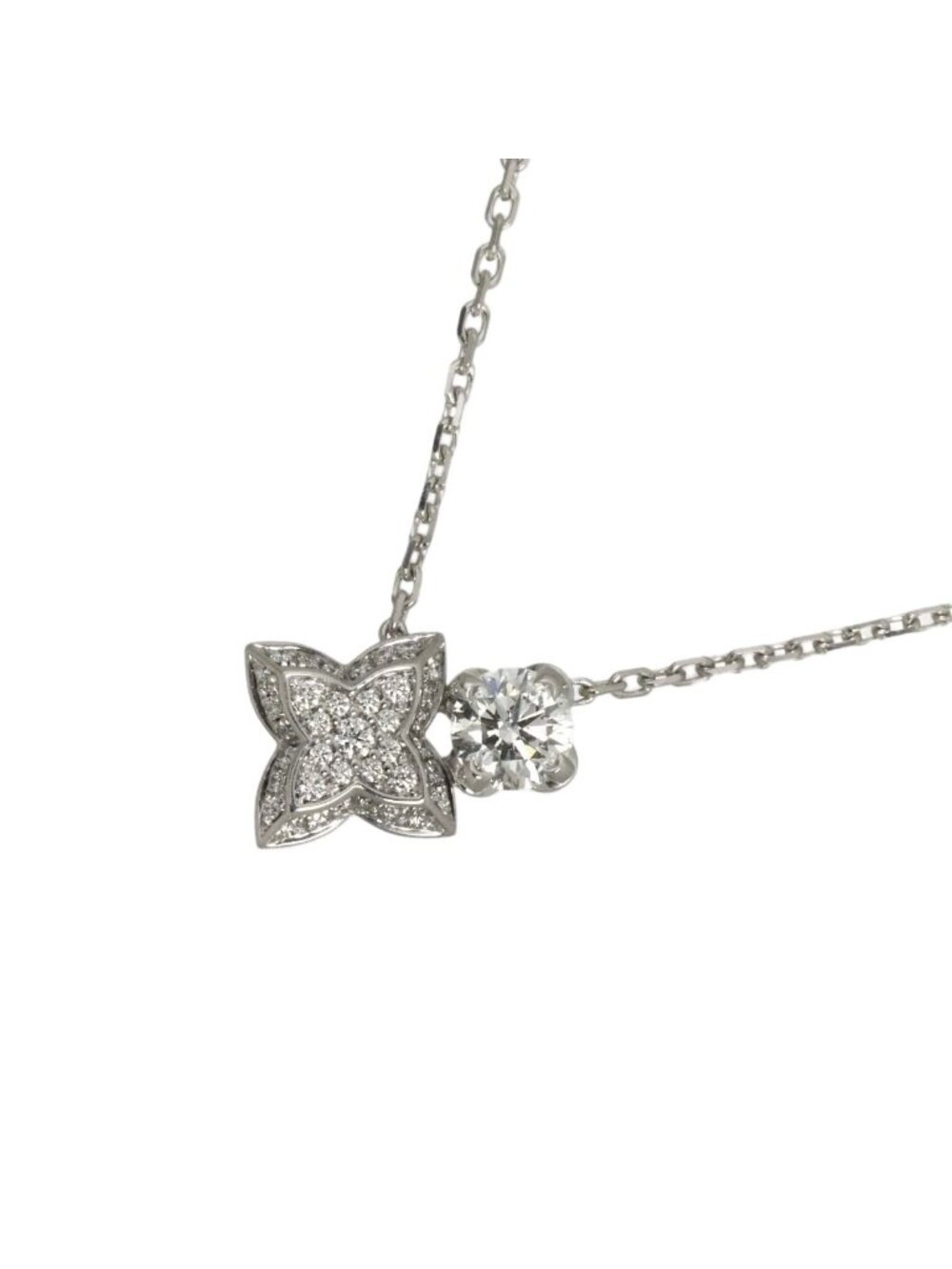 Louis Vuitton Double Round Diamond Necklace 42 18k White Gold